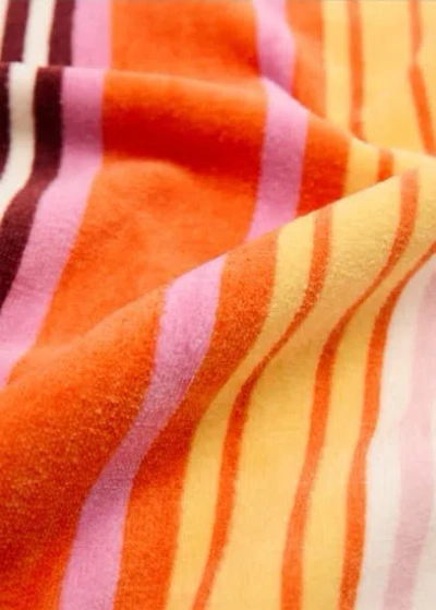 Mango 100% Cotton Striped Beach Towel Orange
