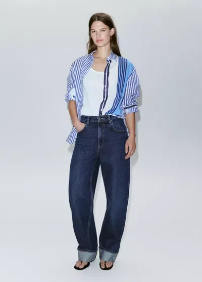 Mango 100% Cotton Striped Shirt In Black