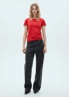 Mango Logo Print Cotton T-shirt Red In Blue
