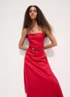 Mango 100% Cowhide Leather Belt In Red