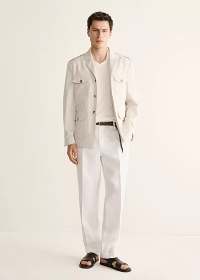 Mango 100% Italian Cotton Jacket In Beige
