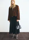 Mango Veste 100 % Cuir Imitation Fourrure Marron Moyen - Femme - L -  In Brown
