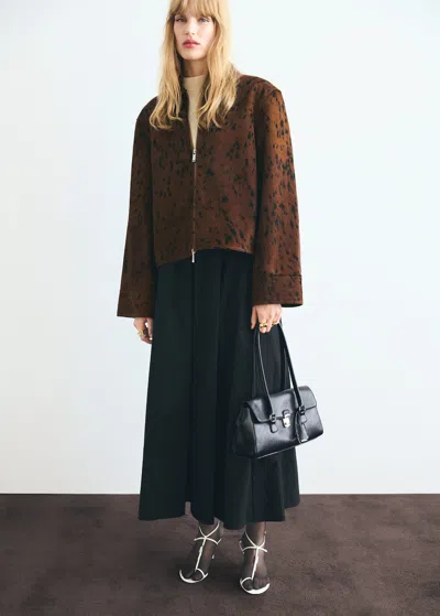 Mango Veste 100 % Cuir Imitation Fourrure Marron Moyen - Femme - L -  In Brown