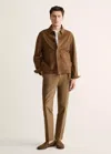 Mango 100% Leather Jacket With Pockets In Medium Brown