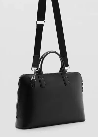 Mango 100% Leather Tote Bag In Black