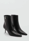 MANGO LEATHER POINTED ANKLE BOOTS BLACK