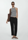 Mango Women's 100% Linen Jogger Trousers In Black