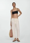 Mango Linen Jogger Trousers Ecru In Ecru
