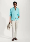 Mango T-shirt Col Tunisien Maille In Aqua Green