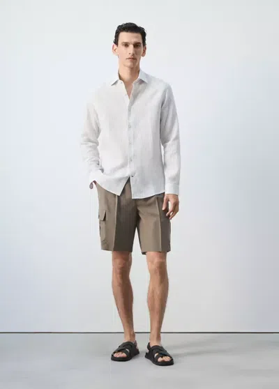 Mango 100% Linen Slim-fit Shirt In White