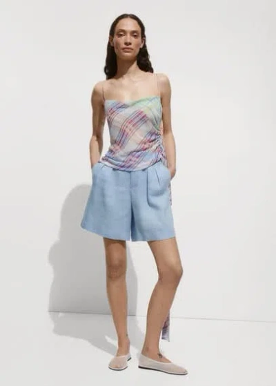 Mango Straight-fit Linen Shorts Sky Blue In Bleu Ciel