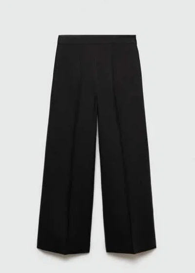 Mango Straight-fit Pleated Trousers Dark Navy In Bleu Marine Foncé