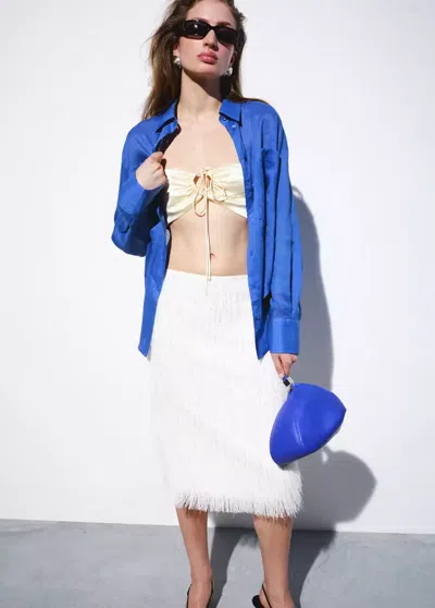 Mango 100% Ramie Shirt With Pockets In Blue