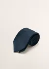 Mango 100% Silk Tie In Navy