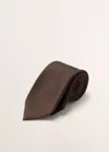 Mango 100% Silk Tie In Brown