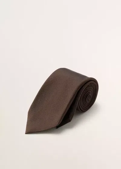 Mango 100% Silk Tie In Brown