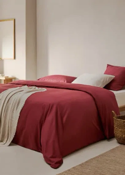 Mango 180-thread Cotton Duvet Cover For King Bed Burgundy