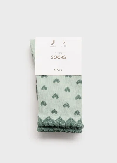 Mango Kids' 2 Pack Mixed Socks Pastel Green