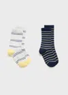 Mango 2 Pack Striped Socks Pastel Green In Pastel Green