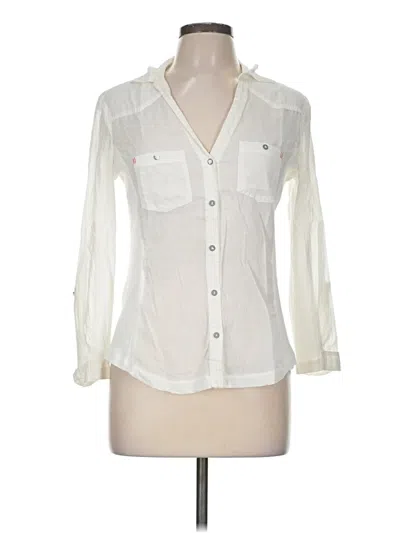 Pre-owned Mango 3/4 Sleeve Button Down Shirt In Ivory