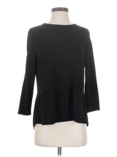 Pre-owned Mango 3/4 Sleeve Top Black Solid Pattern Boatneck Tops