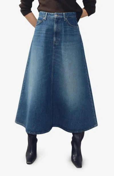 Mango A-line Denim Midi Skirt In Blue