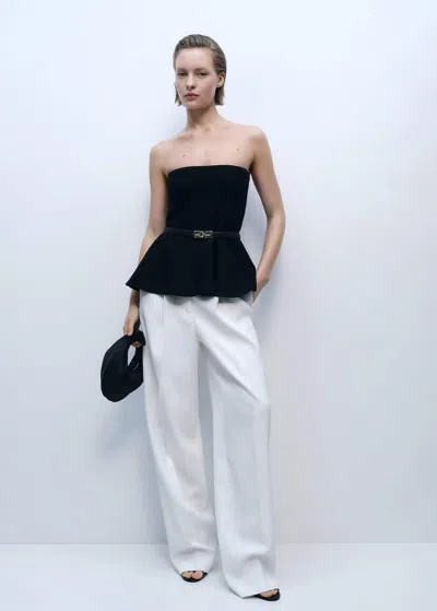 Mango A-line Knit Bandeau Top Black