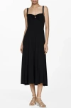 Mango Strapless Flared Dress Black In Black