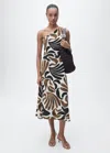 Mango Nata One-shoulder Midi Dress In Brown