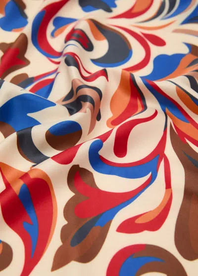 Mango Abstract-print Satin Scarf Blue