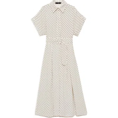 Mango Adela Polka Dot Belted Shirtdress In Off White