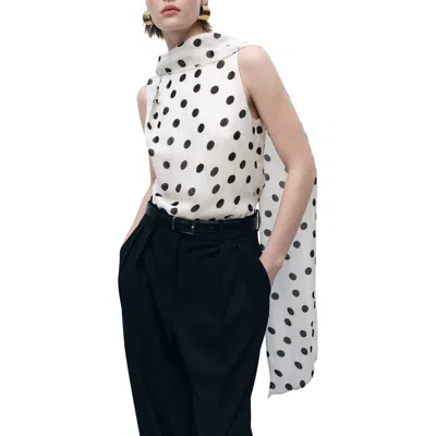 Mango Adela Sleeveless Top With Attached Scarf In Off White