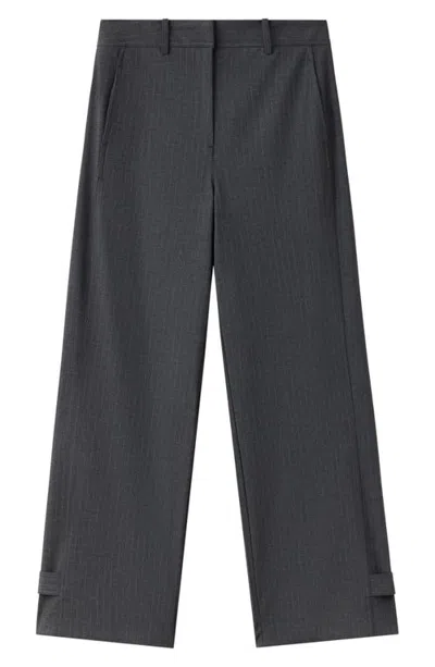 Mango Adjustable Hem Pinstripe Pants In Gray