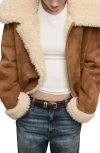 Mango Suede Jacket With Shearling Collar In Multi