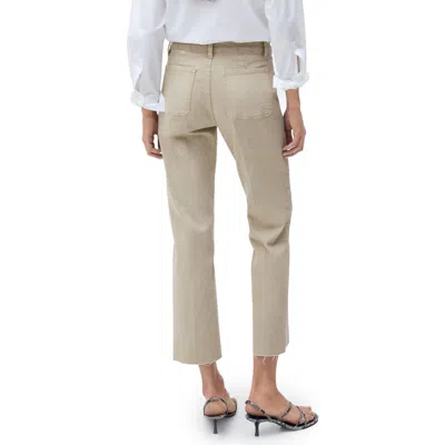 Mango Alex Raw Hem Patch Pocket Crop Flare Jeans In Pastel Green
