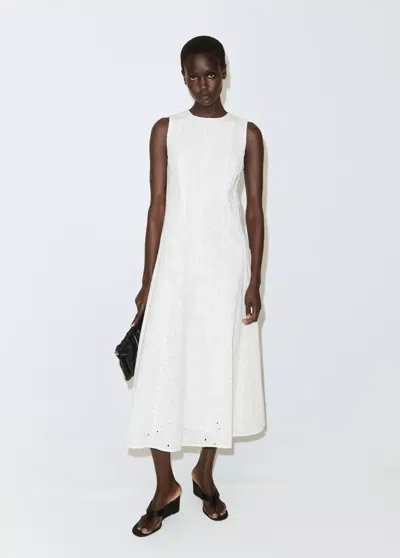 Mango A-line Dress With Openwork Embroidery In White