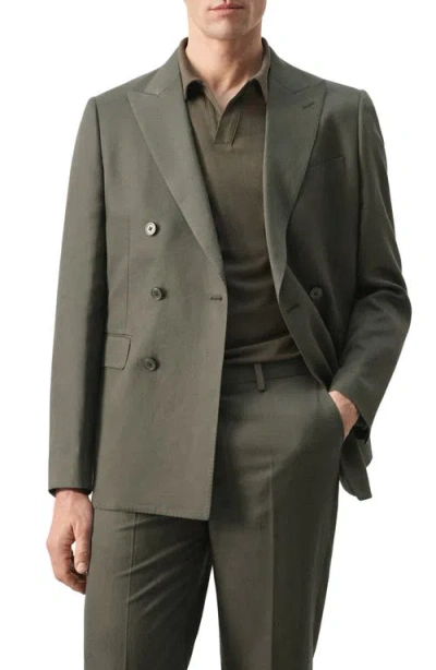Mango Amalfi Linen Slim Fit Double Breast Blazer In Green