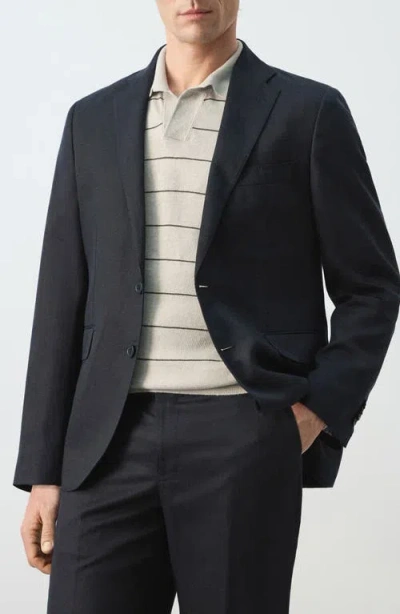 Mango Amalfi Slim Fit Lyocell & Linen Blend Suit Jacket In Blue