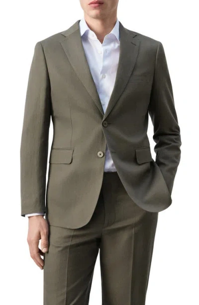 Mango Amalfi Slim Fit Suit Jacket Khaki In Green