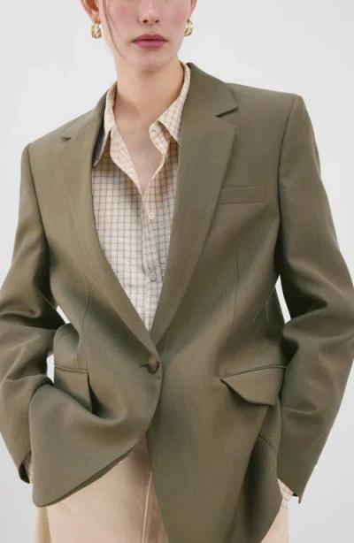 Mango Americana Lisa One-button Blazer In Green