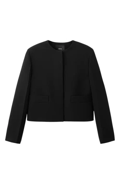 Mango Americana Louis Collarless Jacket In Black