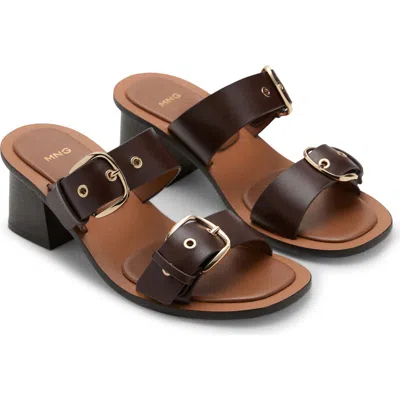 Mango Amy Buckle Strap Slide Sandal In Brown
