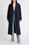 Mango Angela Water Repellent Trench Coat In Dark Navy