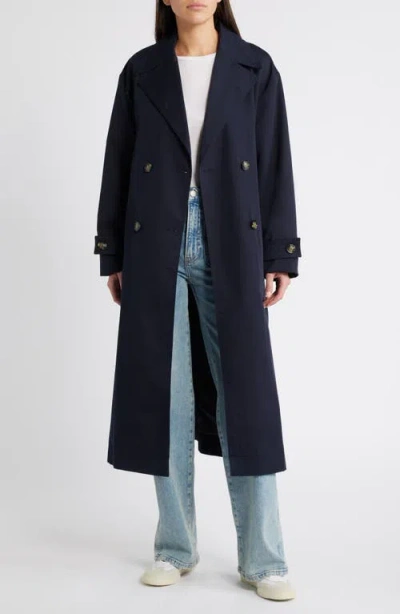 Mango Angela Water Repellent Trench Coat In Dark Navy