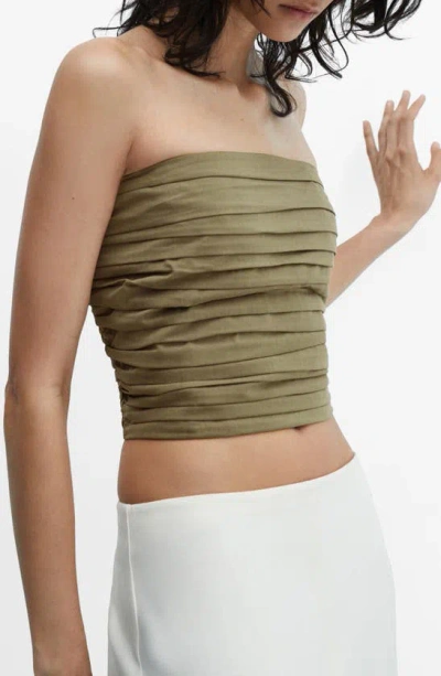 Mango Draped Crop Top Khaki In Green