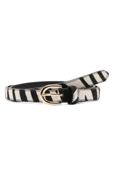 Mango Animal Print Calf Hair Belt In Black