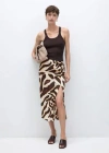 Mango Animal-print Draped Skirt Brown In Marron