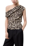 Mango Animal Print Draped Top In Multi