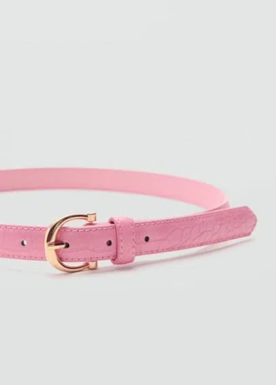 Mango Animal Print Effect Belt Pink