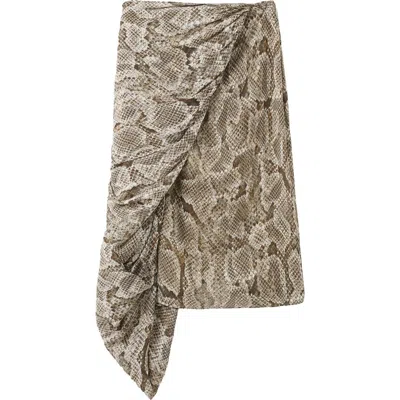 Mango Animal Print Faux Wrap Midi Skirt